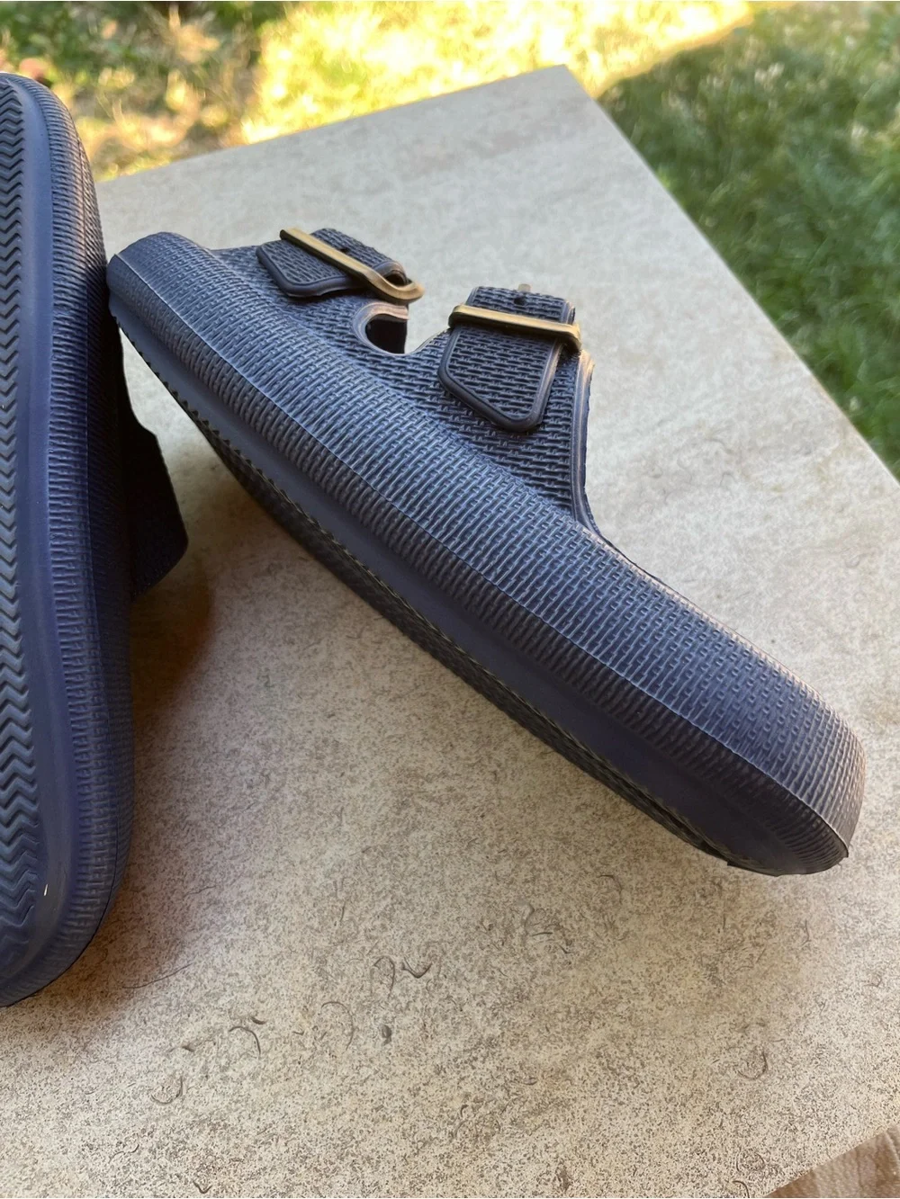Women's (Unisex) Blue Dual Buckle Slide Sandals